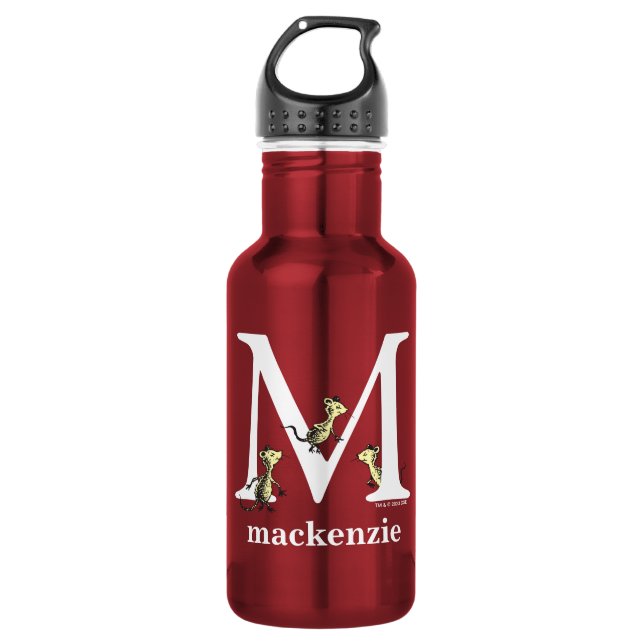 Dr. Seuss's ABC: Letter M - White | Add Your Name Stainless Steel Water Bottle (Front)