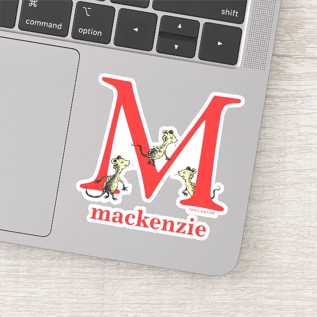 Dr. Seuss's ABC: Letter M - White | Add Your Name Sticker (Detail)