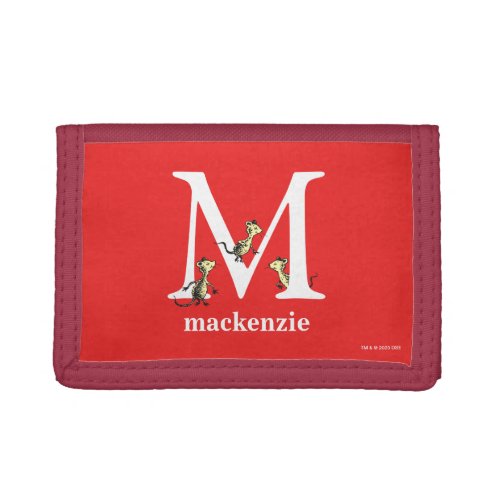 Dr Seusss ABC Letter M _ White  Add Your Name Trifold Wallet