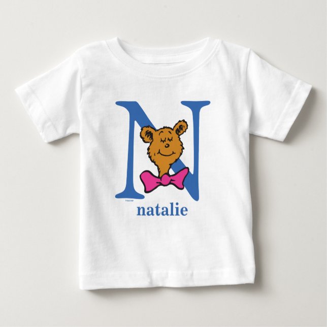 Dr. Seuss's ABC: Letter N - Blue | Add Your Name Baby T-Shirt (Front)