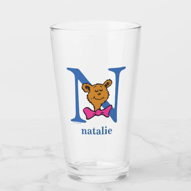 Dr. Seuss's ABC: Letter N - Blue | Add Your Name Glass (Front)