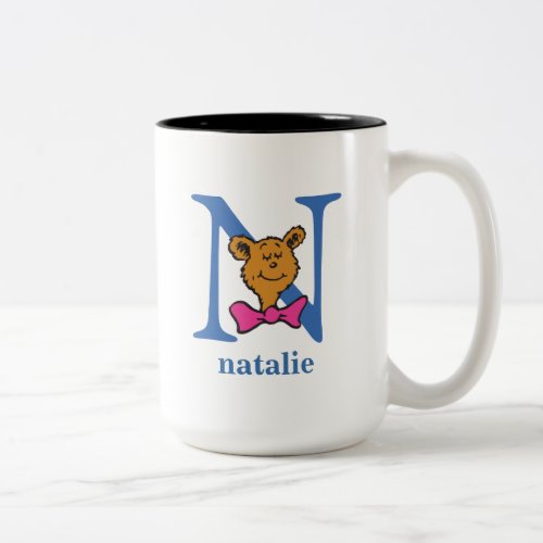 Dr Seusss ABC Letter N _ Blue  Add Your Name Two_Tone Coffee Mug