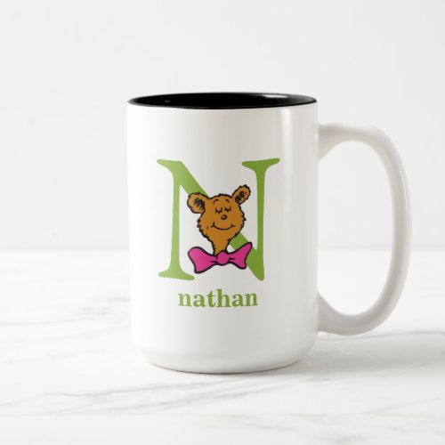 Dr Seusss ABC Letter N _ Green  Add Your Name Two_Tone Coffee Mug