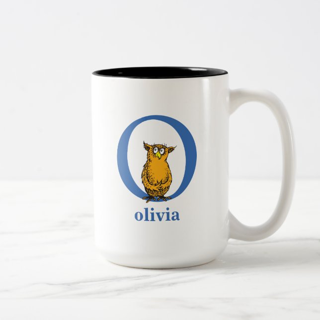 Dr. Seuss's ABC: Letter O - Blue | Add Your Name Two-Tone Coffee Mug (Right)