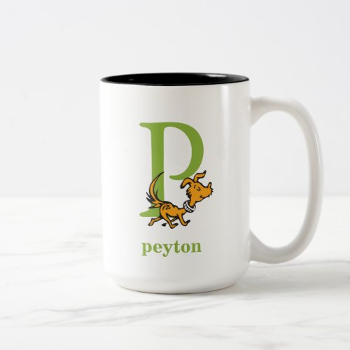 Dr Seusss ABC Letter P _ Green  Add Your Name Two_Tone Coffee Mug