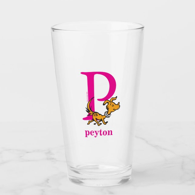 Dr. Seuss's ABC: Letter P - Pink | Add Your Name Glass (Front)