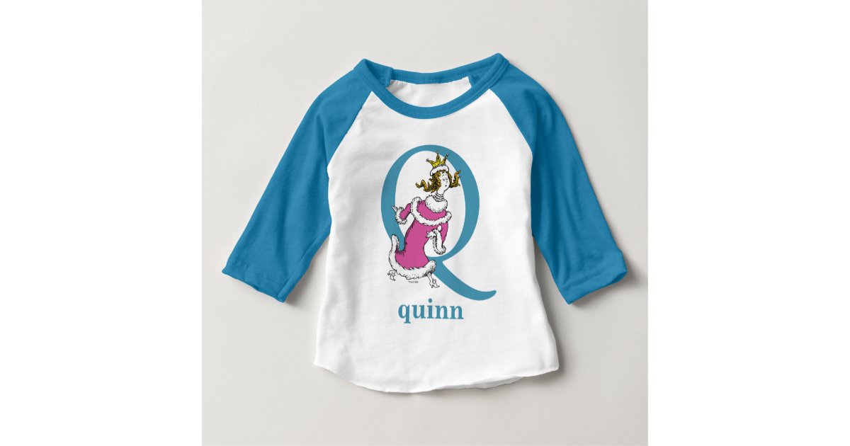 Dr Seuss S Abc Letter Q Blue Add Your Name Baby T Shirt