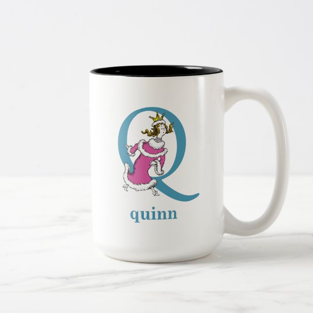 Dr. Seuss's ABC: Letter Q - Blue | Add Your Name Two-Tone Coffee Mug (Right)