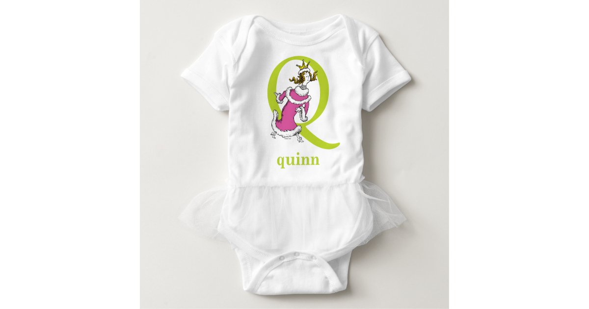 Dr Seuss S Abc Letter Q Green Add Your Name Baby Bodysuit