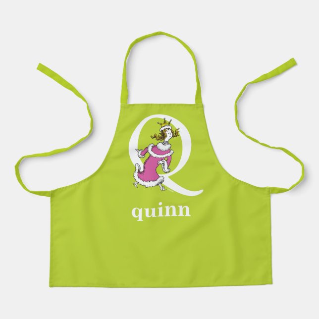 Dr. Seuss's ABC: Letter Q - White | Add Your Name Apron (Front)