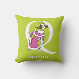 Dr. Seuss's ABC: Letter Q - White Add Your Name Throw Pillow