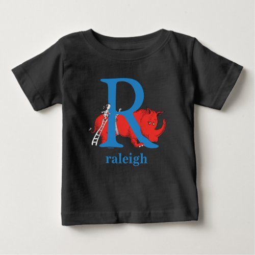 Dr Seusss ABC Letter R _ Blue  Add Your Name Baby T_Shirt