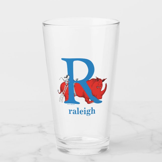 Dr. Seuss's ABC: Letter R - Blue | Add Your Name Glass (Front)
