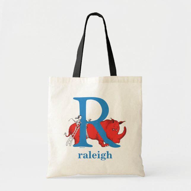 Dr. Seuss's ABC: Letter R - Blue | Add Your Name Tote Bag (Front)