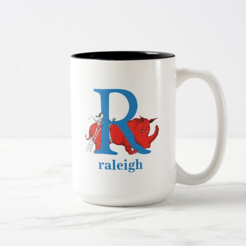 Dr Seusss ABC Letter R _ Blue  Add Your Name Two_Tone Coffee Mug