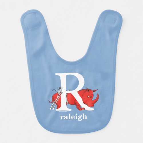 Dr Seusss ABC Letter R _ White  Add Your Name Baby Bib