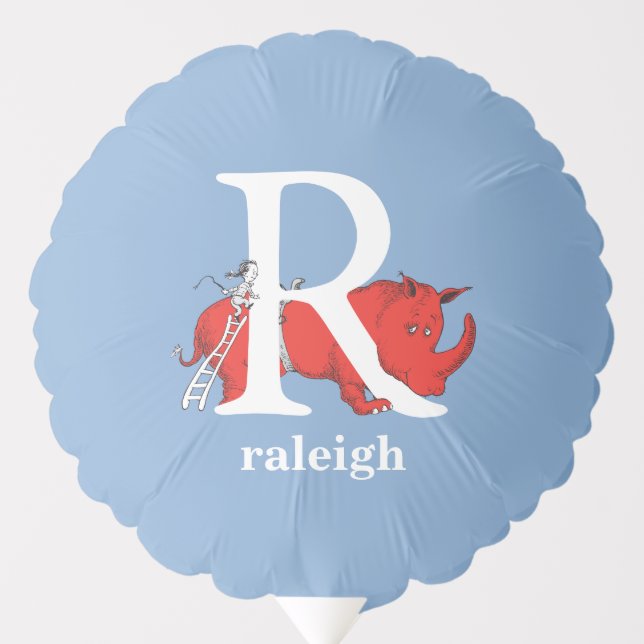 Dr. Seuss's ABC: Letter R - White | Add Your Name Balloon (Front)