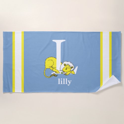 Dr Seusss ABC Letter R _ White  Add Your Name Beach Towel