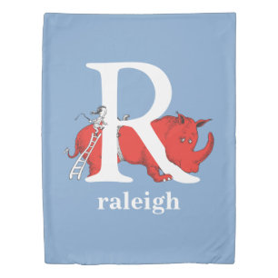Dr. Seuss's ABC: Letter R - White Add Your Name Duvet Cover