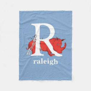 Dr. Seuss's ABC: Letter R - White Add Your Name Fleece Blanket