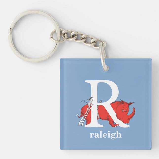 Dr. Seuss's ABC: Letter R - White | Add Your Name Keychain (Front)