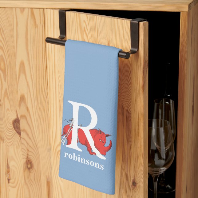 Dr. Seuss's ABC: Letter R - White | Add Your Name Kitchen Towel (Thirds Fold)