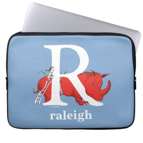 Dr Seusss ABC Letter R _ White  Add Your Name Laptop Sleeve