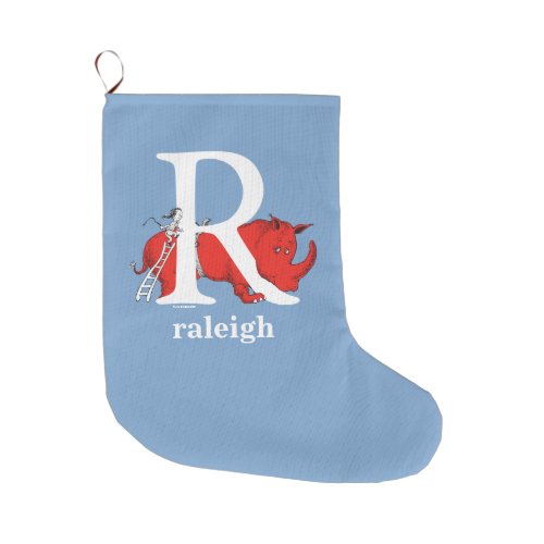 Dr Seusss ABC Letter R _ White  Add Your Name Large Christmas Stocking