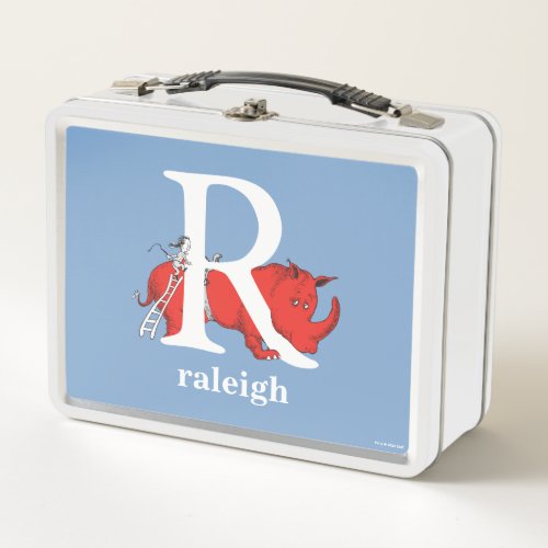 Dr Seusss ABC Letter R _ White  Add Your Name Metal Lunch Box
