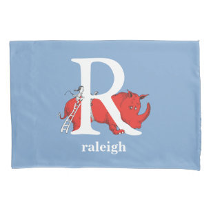 Dr. Seuss's ABC: Letter R - White Add Your Name Pillow Case