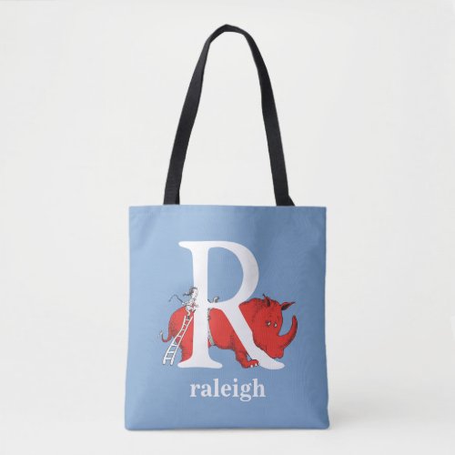 Dr Seusss ABC Letter R _ White  Add Your Name Tote Bag