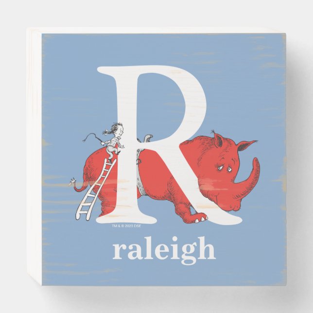 Dr. Seuss's ABC: Letter R - White | Add Your Name Wooden Box Sign (Front Horizontal)