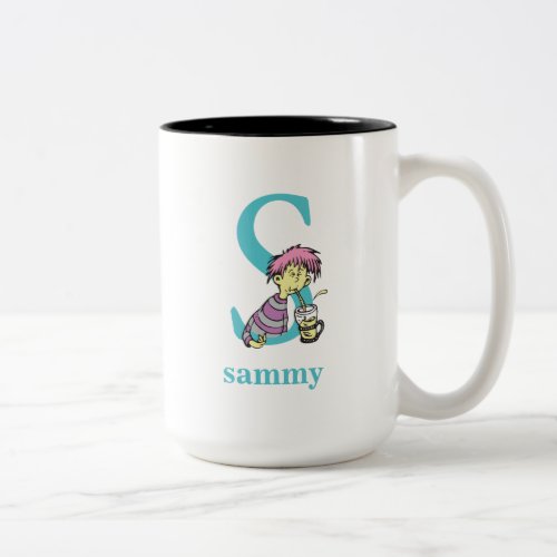Dr Seusss ABC Letter S _ Blue  Add Your Name Two_Tone Coffee Mug