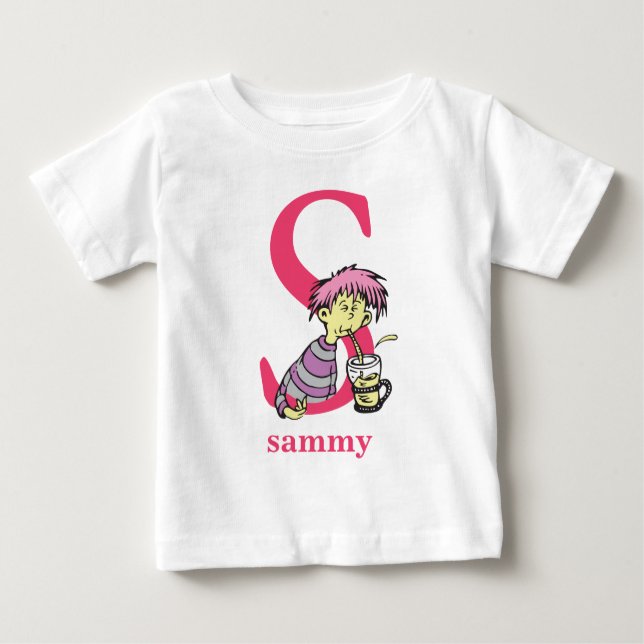 Dr. Seuss's ABC: Letter S - Pink | Add Your Name Baby T-Shirt (Front)