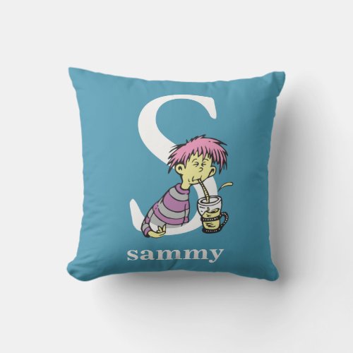Dr Seusss ABC Letter S _ White  Add Your Name Throw Pillow