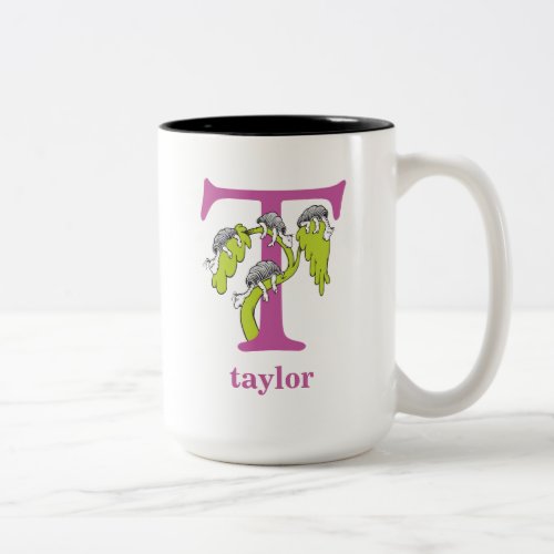 Dr Seusss ABC Letter T _ Purple  Add Your Name Two_Tone Coffee Mug