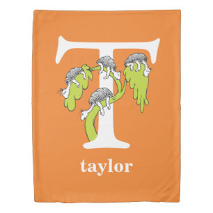 Dr. Seuss's ABC: Letter T - White Add Your Name Duvet Cover