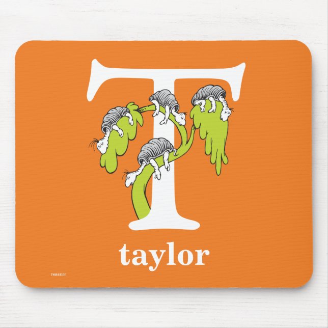 Dr. Seuss's ABC: Letter T - White | Add Your Name Mouse Pad (Front)