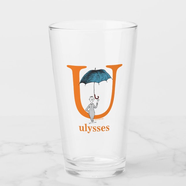 Dr. Seuss's ABC: Letter U - Orange | Add Your Name Glass (Front)