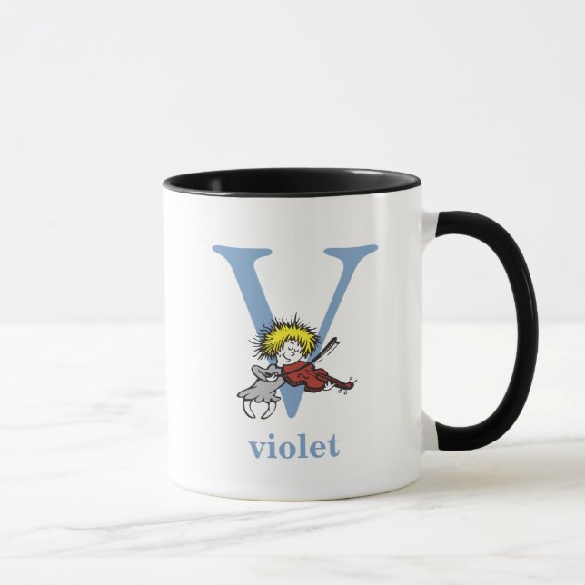 Dr. Seuss's ABC: Letter V - Blue | Add Your Name Mug (Right)
