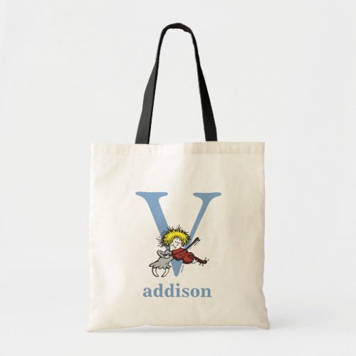 Dr Seusss ABC Letter V _ Blue  Add Your Name Tote Bag