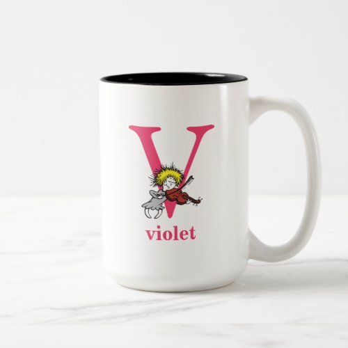 Dr Seusss ABC Letter V _ Pink  Add Your Name Two_Tone Coffee Mug