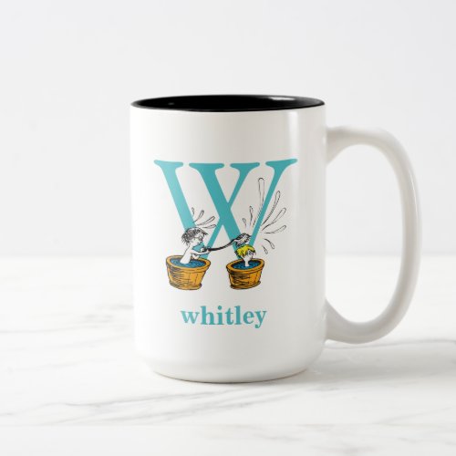 Dr Seusss ABC Letter W _ Blue  Add Your Name Two_Tone Coffee Mug