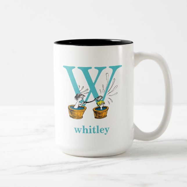 Dr. Seuss's ABC: Letter W - Blue | Add Your Name Two-Tone Coffee Mug (Right)