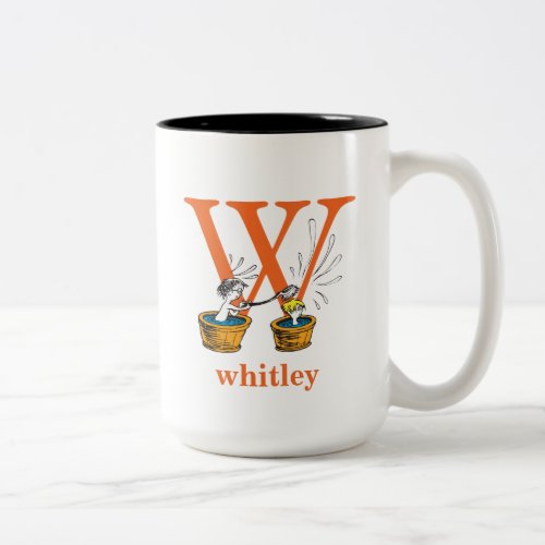 Dr Seusss ABC Letter W _ Orange  Add Your Name Two_Tone Coffee Mug