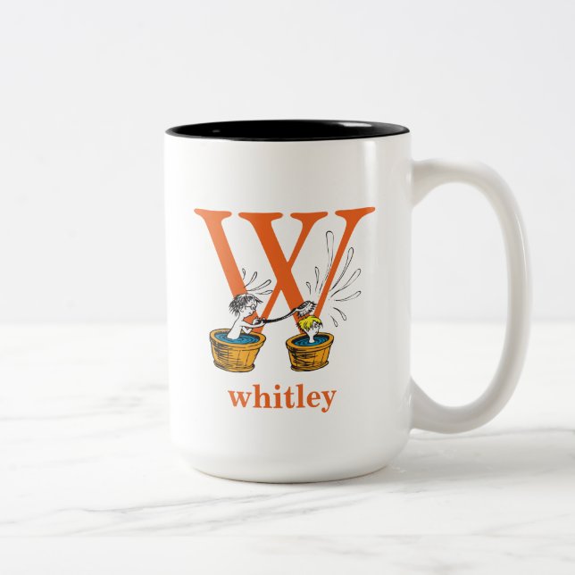 Dr. Seuss's ABC: Letter W - Orange | Add Your Name Two-Tone Coffee Mug (Right)