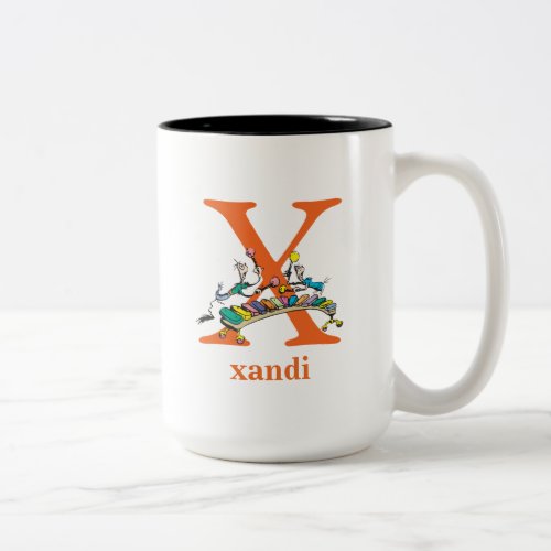 Dr Seusss ABC Letter X _ Orange  Add Your Name Two_Tone Coffee Mug
