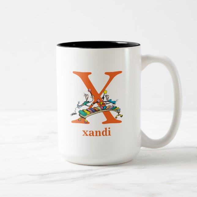 Dr. Seuss's ABC: Letter X - Orange | Add Your Name Two-Tone Coffee Mug (Right)