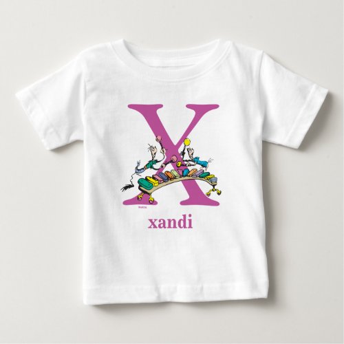 Dr Seusss ABC Letter X _ Purple  Add Your Name Baby T_Shirt