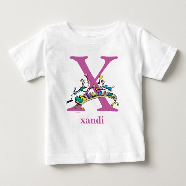 Dr. Seuss's ABC: Letter X - Purple | Add Your Name Baby T-Shirt (Front)